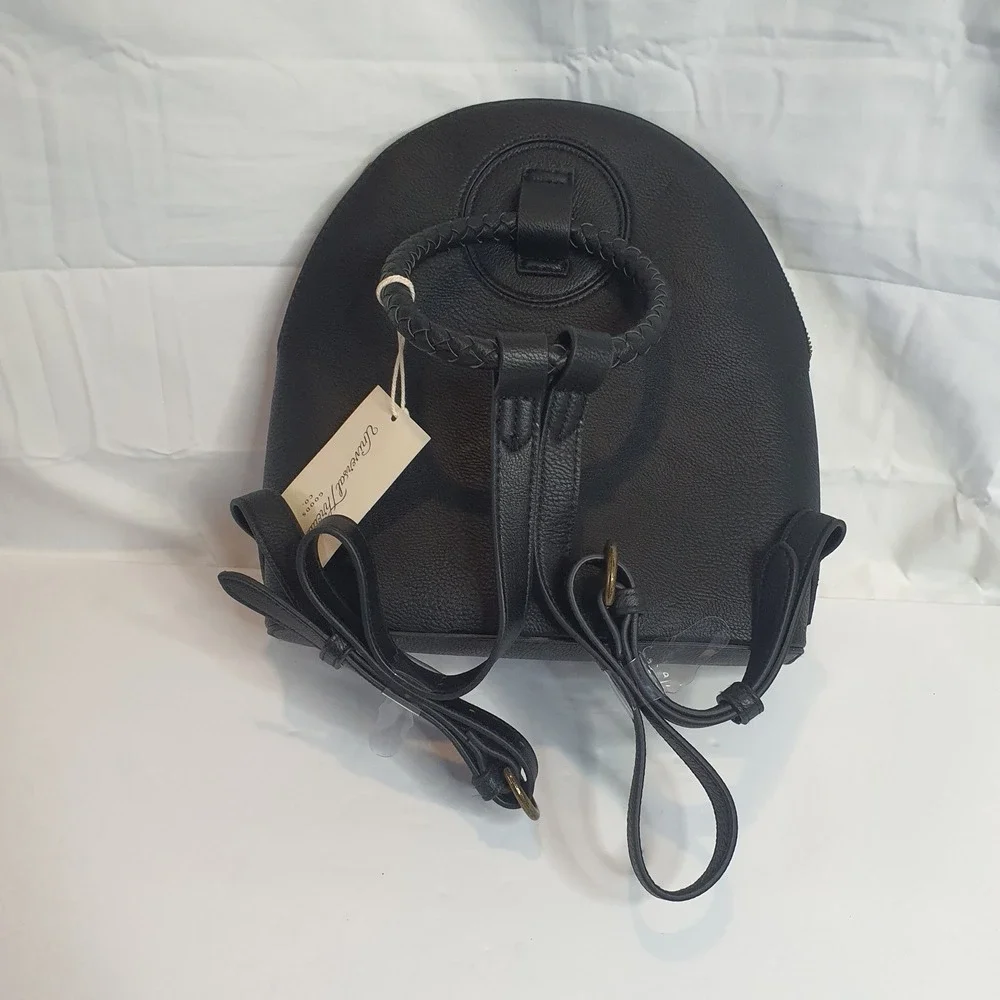 Universal Thread Black Woven Mini‎ Backpack Faux Leather Straps